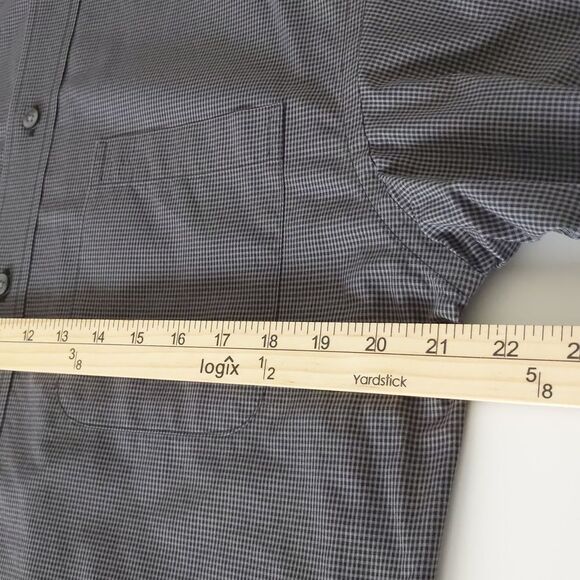Men's Roundtree &Yorke Gray Checkered Buttoned Down Long Sleeve Dress Shirt M - Picture 4 of 9